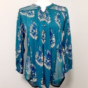 Lucky Brand Paisley Top Teal Extra Small
